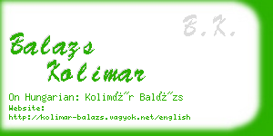 balazs kolimar business card